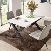 Consolle allungabile, 58 fino 140x90x73cm, Per 6 persone, Gambe in legno, Bianco RF2728