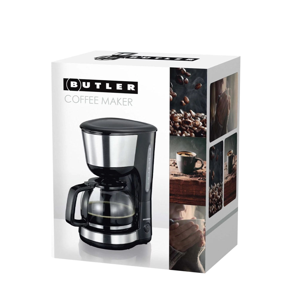 Macchina da Caffè Familiare 10 Tazze 1,25 L con Spegnimento Automatico 1000W Nero Butler