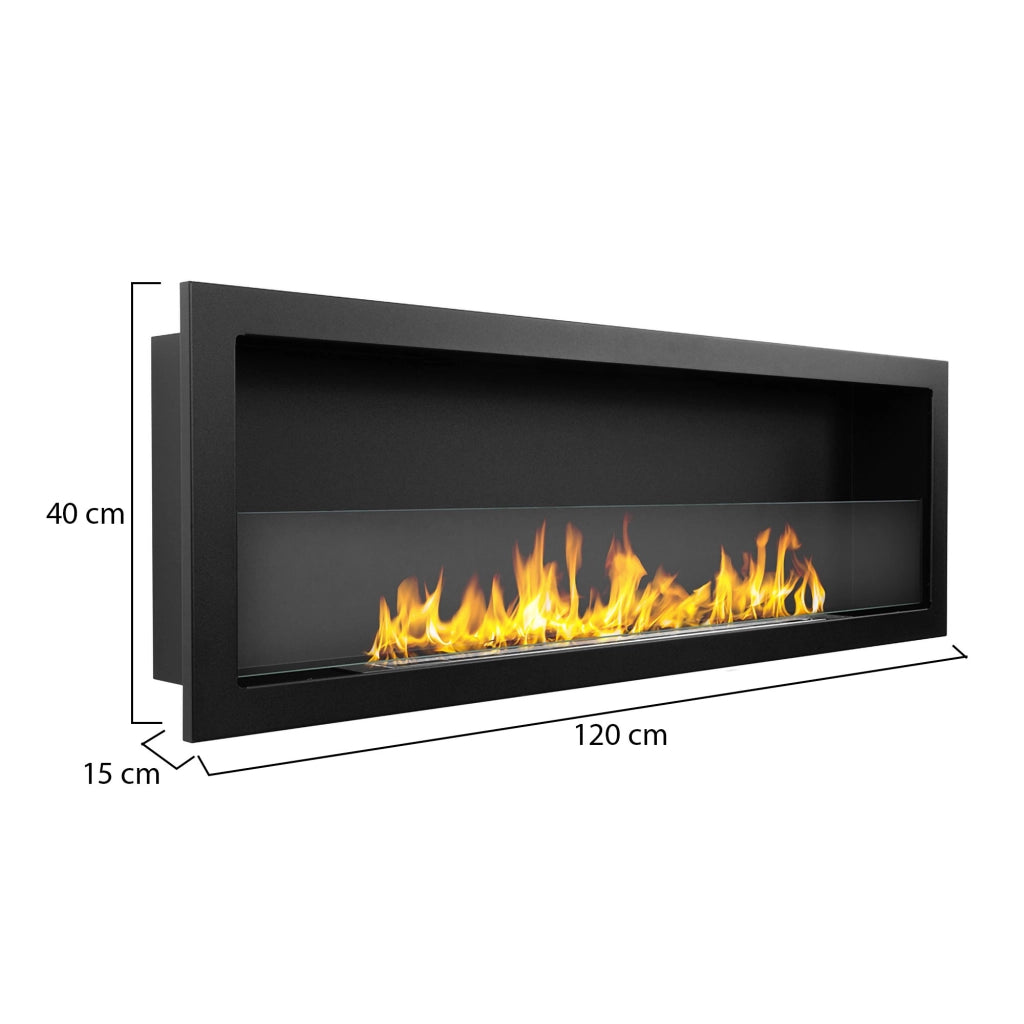 Caminetto Pompiano, Camino a Bioetanolo Capacità 1.25 lt, 120x15x40h cm Nero