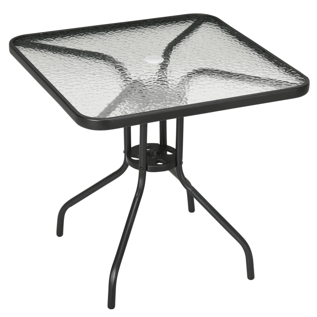 Tavolo da Giardino Pieghevole con Foro Ombrellone ¨C MINIMAL ¨C Metallo Nero 76x76 cm