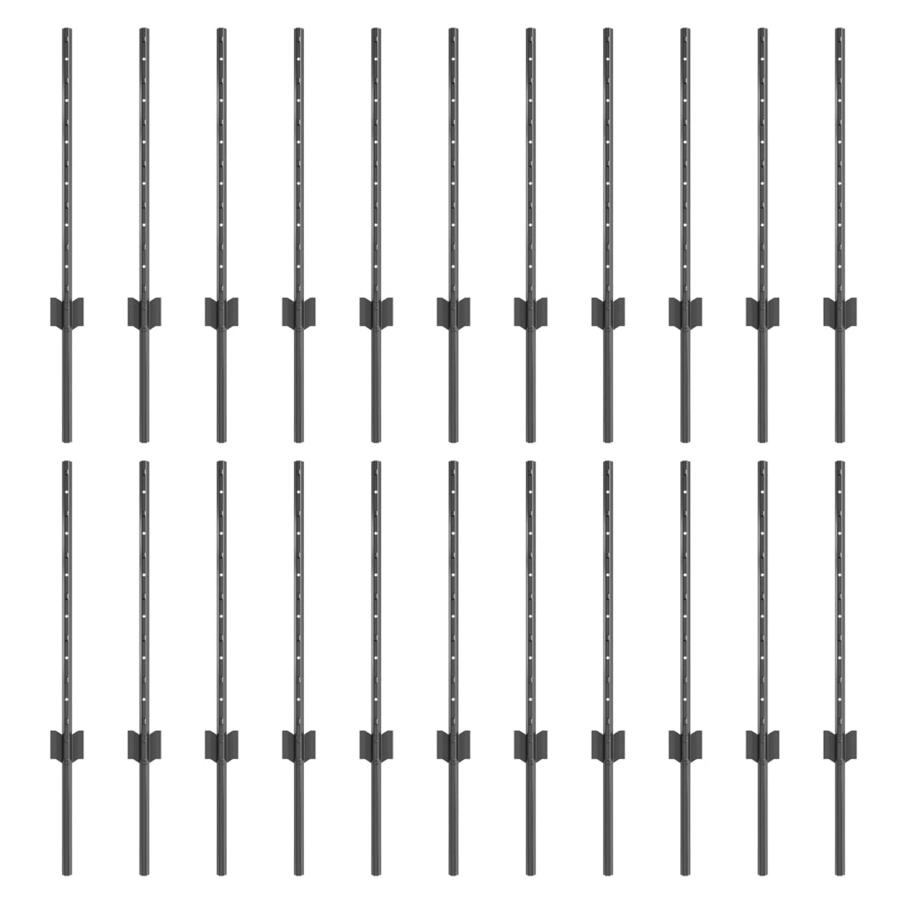 Pali per recinzioni 22 pcs U-Channel Grigio 100 cm Acciaio