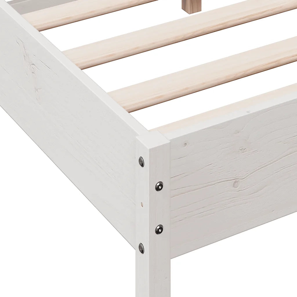 Letto senza Materasso-Struttura Letto Bianco 140x200 cm Legno Massello di Pino 527768