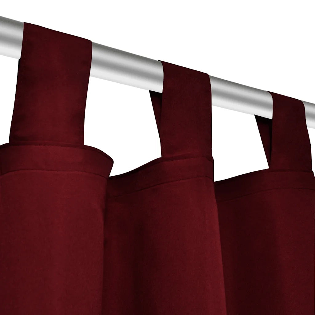 Tende in Micro-Raso Bordò 2 pz con Occhielli 140 x 175 cm 130362