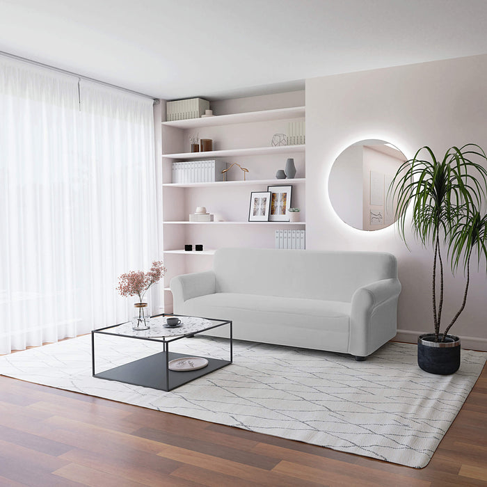 Copridivano Elasticizzato 3 Posti in Poliestere Dahlia Grigio Chiaro