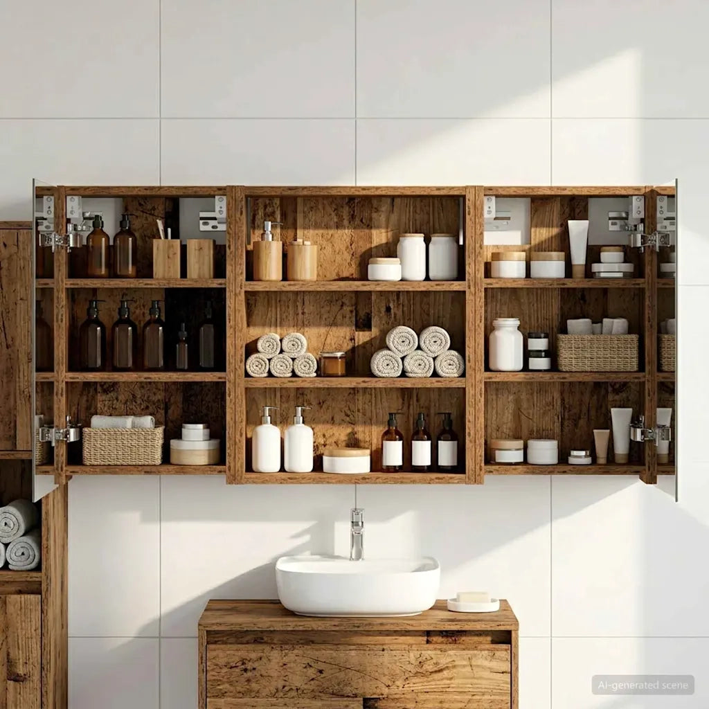 Set di Armadi da Bagno | Armadio da bagno con lo scaffale 3 pz 100 x 10,5 x 50 cm