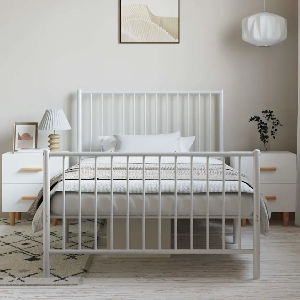 Giroletto con Testiera e Pediera Metallo Bianco 100x200 cmcod mxl 104458