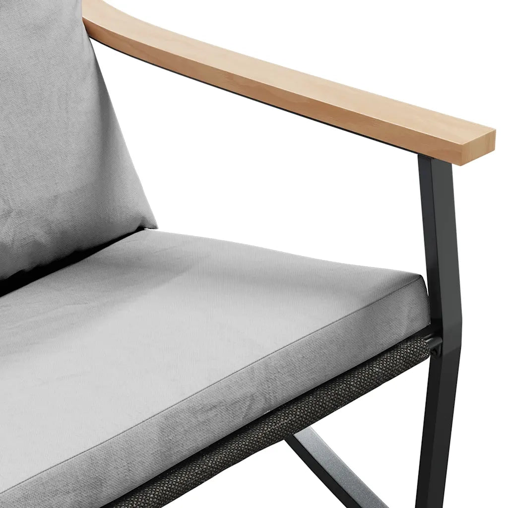 Set Mobili da Balcone 4 pz con Cuscini Nero in Acciaio 4009305