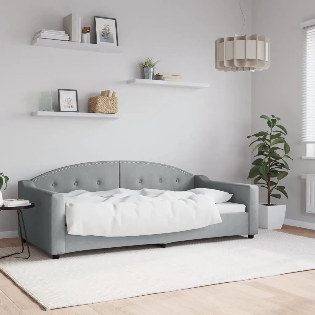 Letto singolo | Letto per adulti | Letto da Giorno Grigio Chiaro 90x190 cm in Tessuto