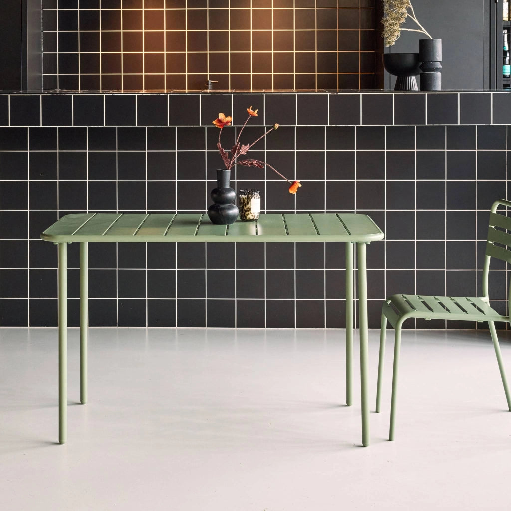 Tavolo da giardino in acciaio, 4 posti, 120cm, verde
