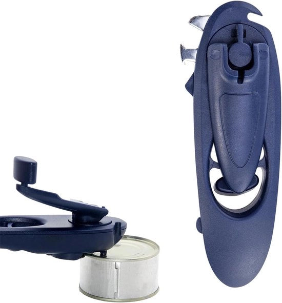 Opener a lattine 8 in 1. 
Multifunzionale apripitture manuale; 
Apripitture manuale da mano. 
Grip di apertura per lattine da pesante uso con impugnatura di rottura di presa in acciaio inossidabile per un uso facile (blu)