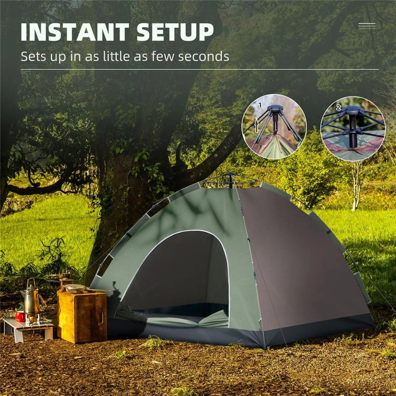 TENDA DA CAMPEGGIO POP-UP PER 4 PERSONE CON BORSA DA TRASPORTO, 210X210X135CM, VERDE