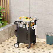 Carrello da Barbecue con Ripiano e Ganci ¨C Xylo ¨C Nero