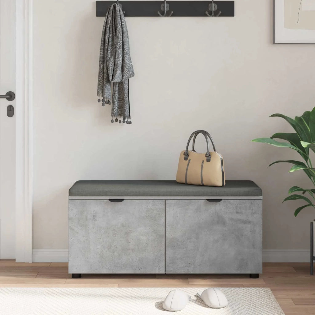 Panca per ingresso con cuscino Grigio Cemento 100 x 38 x 46 cm