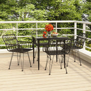 Set da Pranzo da Giardino 5 pz Nero in Polyrattan cod mxl 35470