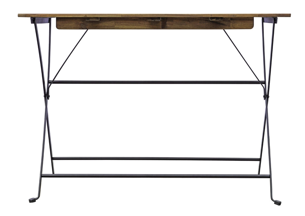 Cheonda - Set Bistrò In Ferro E Acacia Fsc Scura - 4 Sedie E Un  Tavolo 100X54 Cm 2 Pz