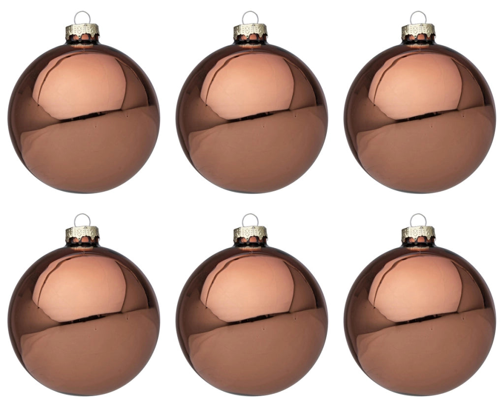 Palline di Natale in Vetro Argilla Lucido Marrone Addobbi Decorazioni Albero Diametro: 60 mm