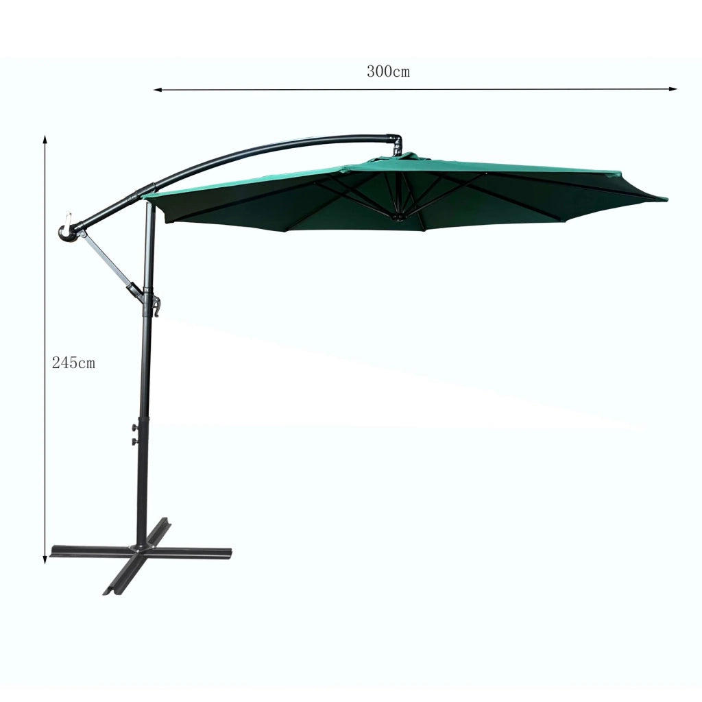 Ombrellone da giardino ASTER con protezione UV in colore verde scuro peso 12,1 kg dimensioni 300x300x245 cm