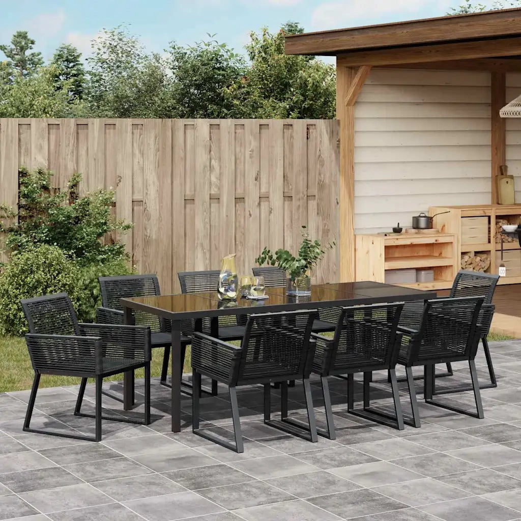 Set da Pranzo per Giardino 9 pcs Nero 3379316