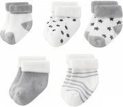 Set di Camicette per Bambini 5 Pezzi - Cotone 80% - Disegno di Bambagina - Sicuro con Cuffie Elastiche - Adatto per 0-3 Mesi - Comfort Zoppa - Piedini di Bambino