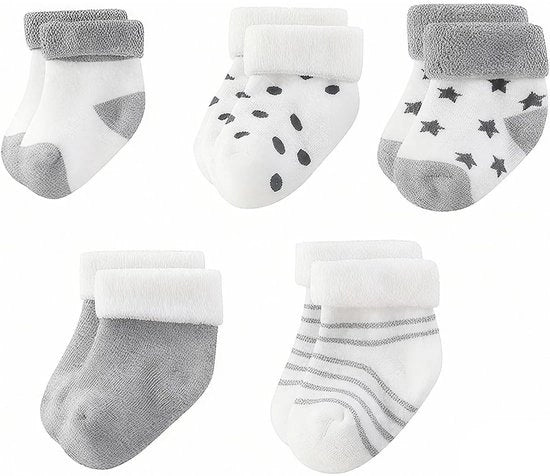 Set di Camicette per Bambini 5 Pezzi - Cotone 80% - Disegno di Bambagina - Sicuro con Cuffie Elastiche - Adatto per 0-3 Mesi - Comfort Zoppa - Piedini di Bambino