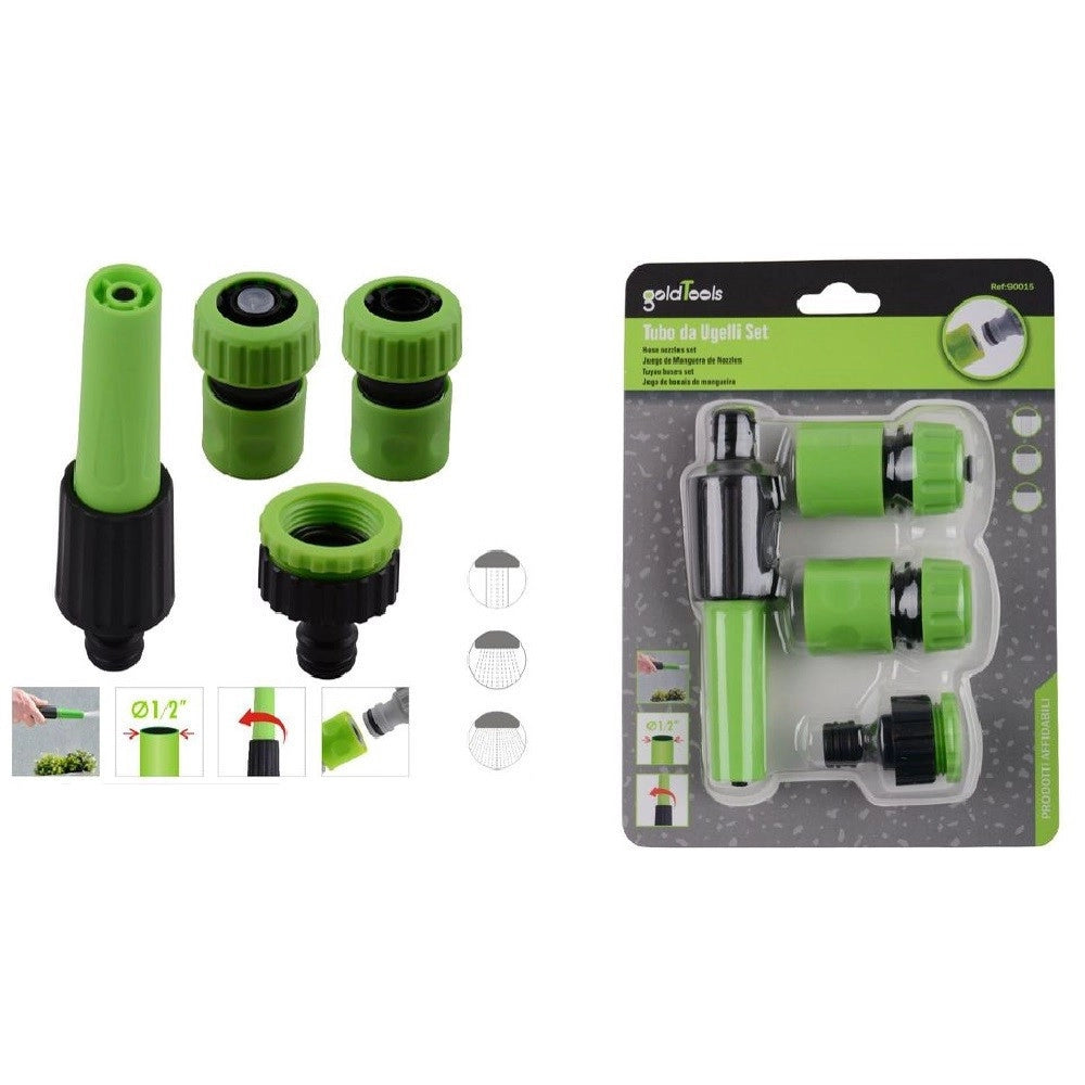 Trade Shop - Set 4 Pz Ugelli Tubo Lancia Raccordi Da 1/2" Connettore Irrigare Giardino 90015 -