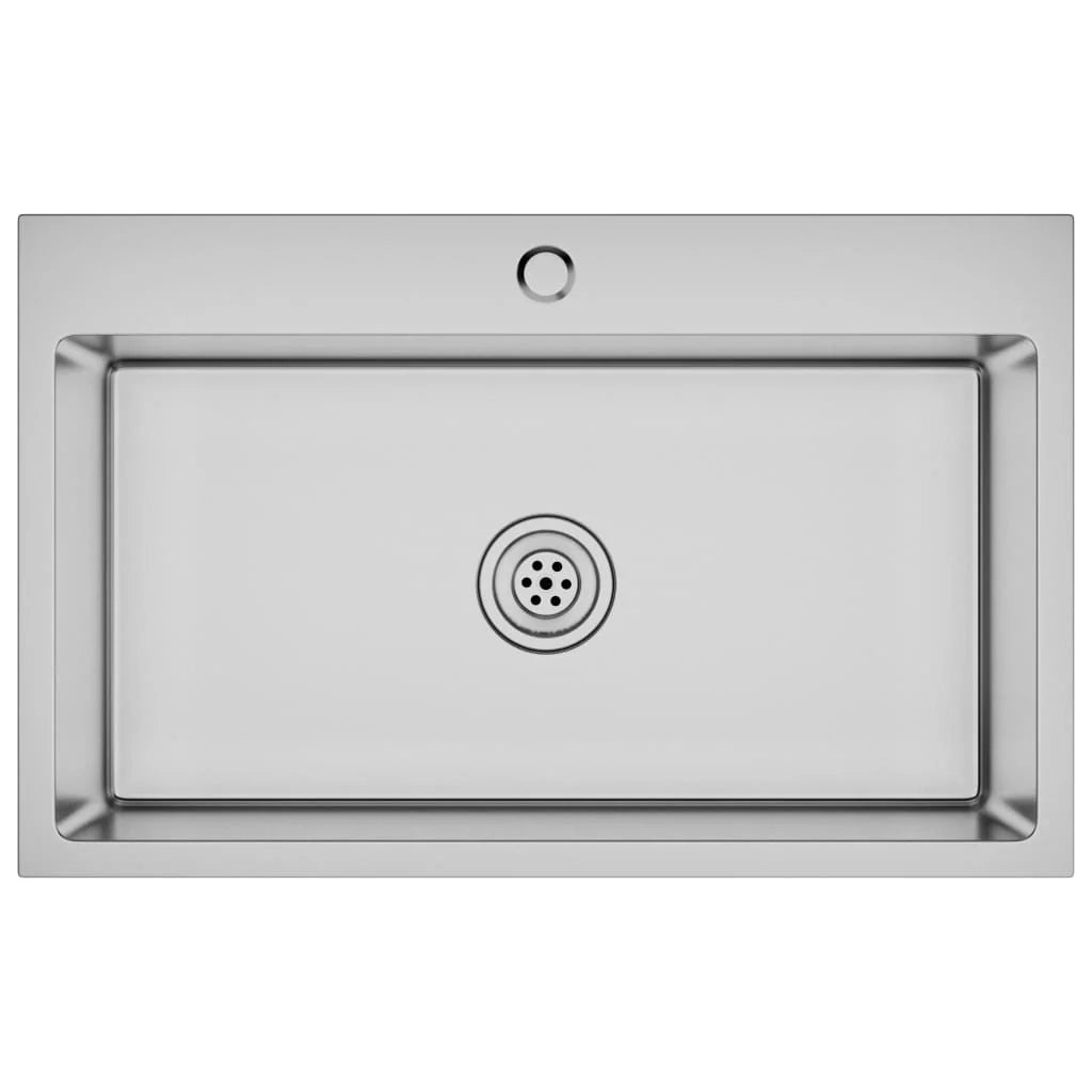 Lavello da cucina fatto a mano lavello da bagno per interni installazione in cucina 70 x 44 cm acciaio inox argento 02_0002465