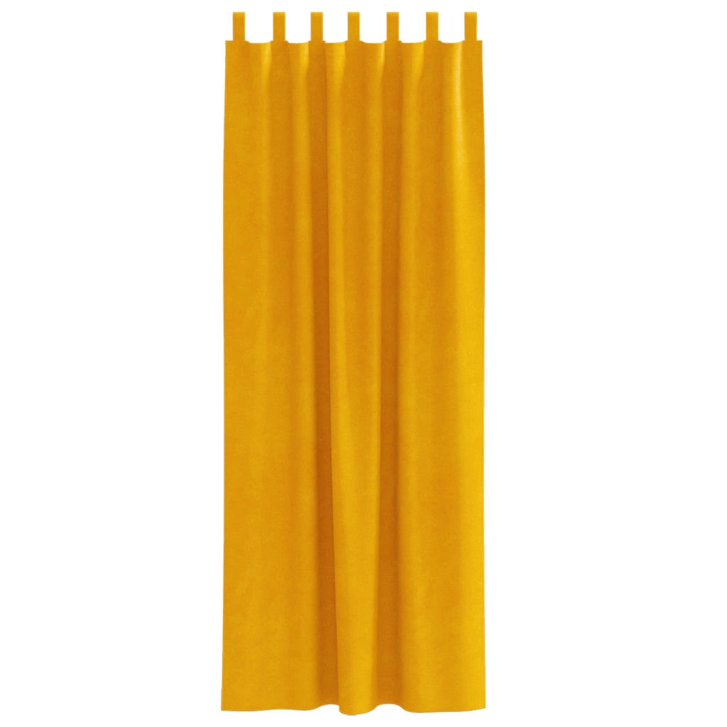 Tende oscuranti  con anelli per appenderle 2 pezzi Giallo senape in velluto