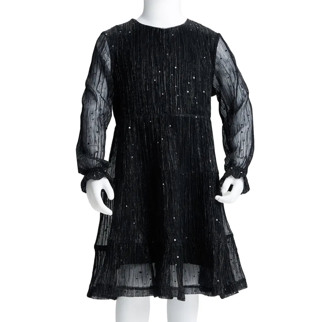 Abito per Bambine a Maniche Lunghe Nero 116 CFW4019161