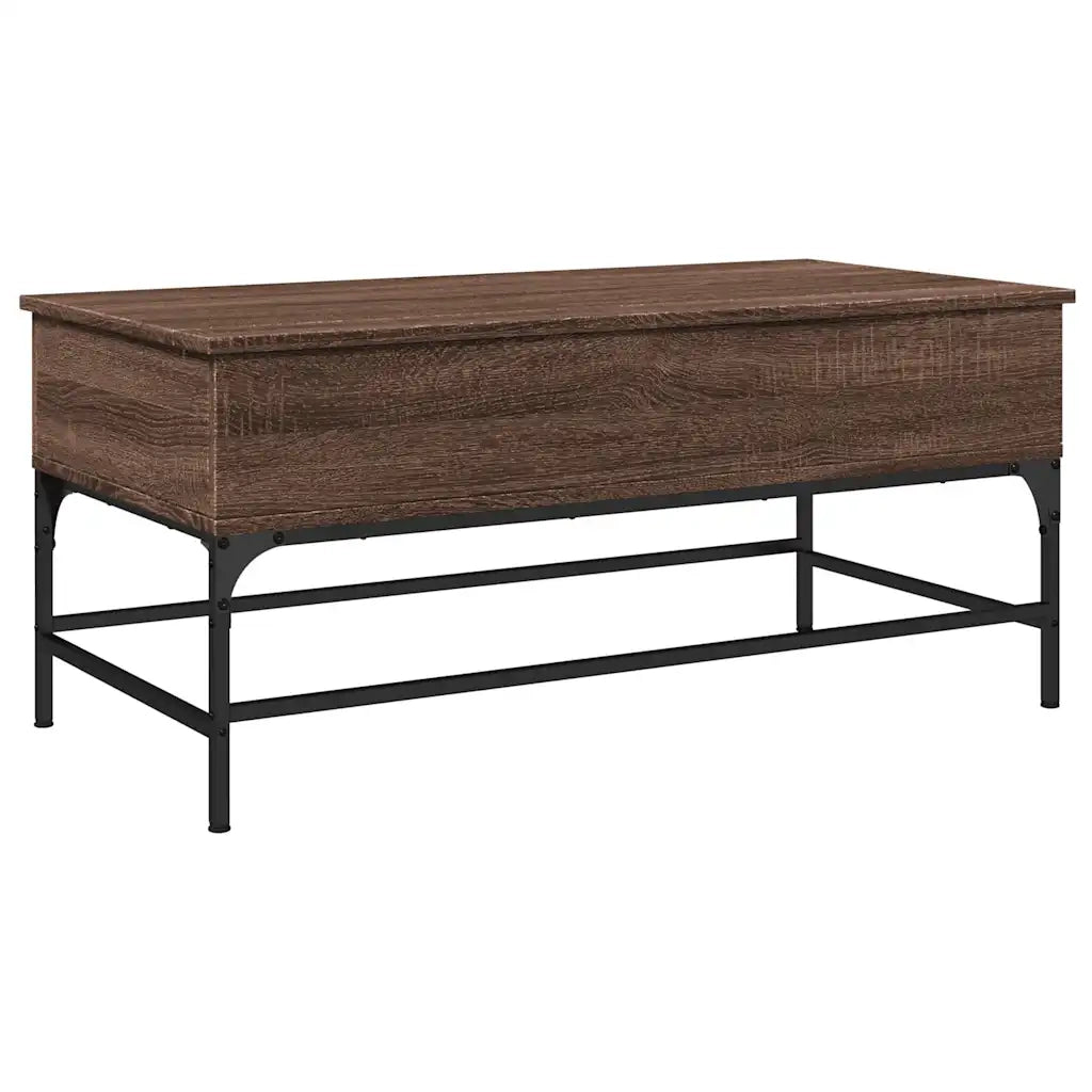 Tavolino Rovere Marrone 100x50x45cm Legno Multistrato e Metallo 845400