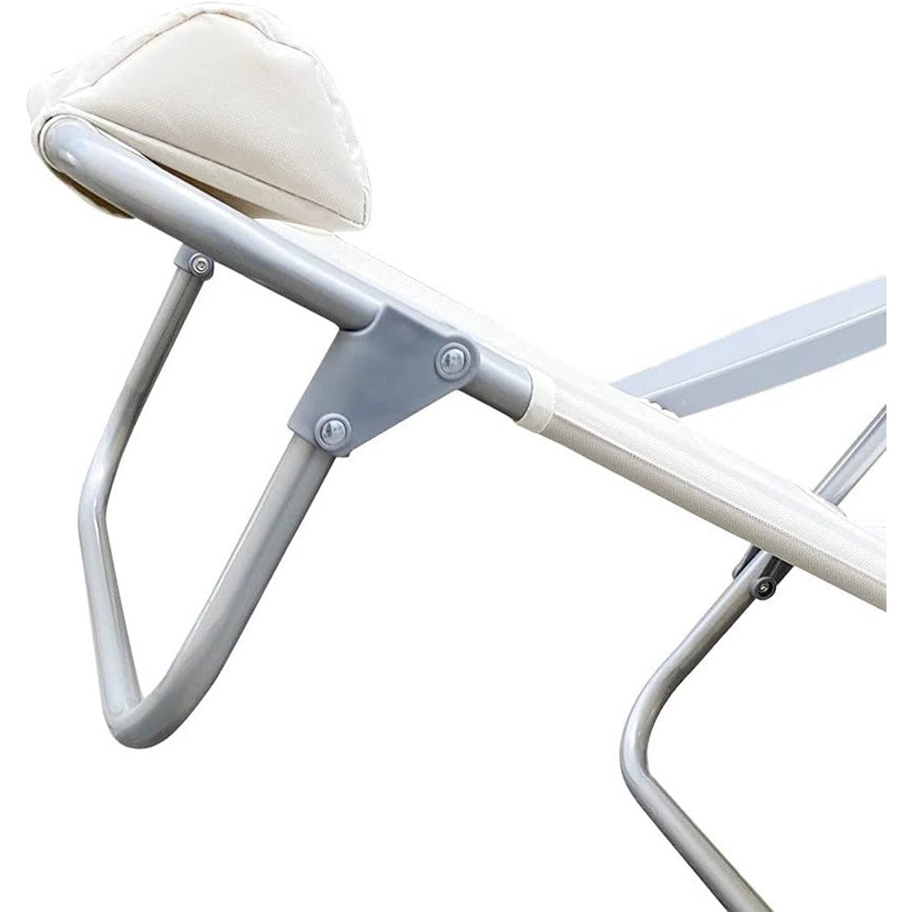Trade Shop - Sedia Sdraio Spiaggina Mare Reclinabile In Ferro Cuscino Crema Campeggio Giardino 046039 -