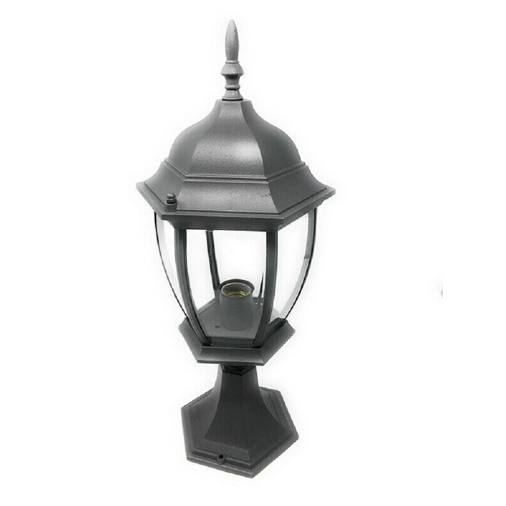 Trade Shop - Lampione Da Giardino 48cm Lanterna In Vetro E27 Luce Da Esterno Alluminio Es45 - Grigio