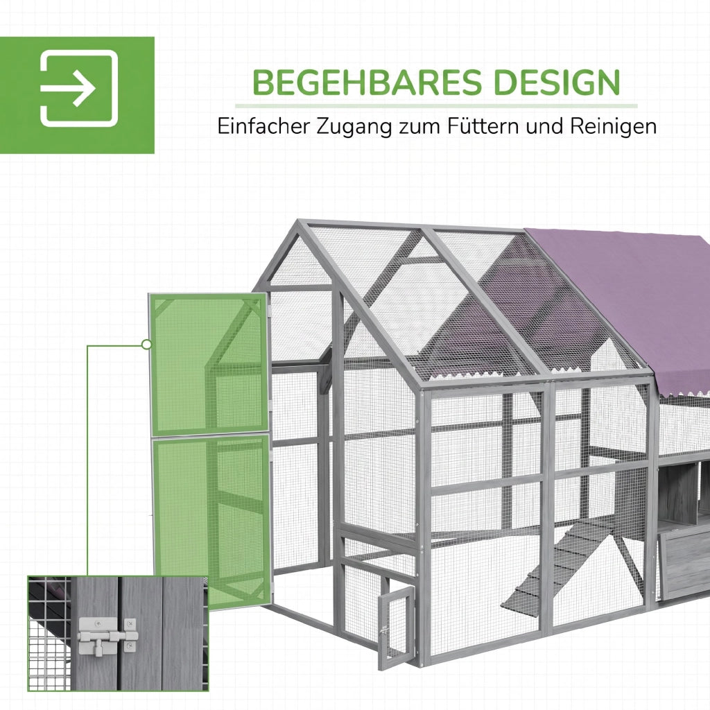 Pollaiolo per galline begehbar ¨C zephmum ¨C 280x185.5x188 cm Grigio