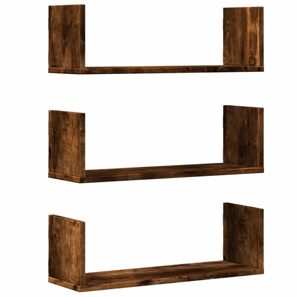 Mensole da Parete 2pz Rovere Fumo 58x18x18 cm in Truciolato 853285