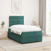 Letto Box Spring LED con Materasso Verde Scuro 120 x 200 cm 3456050