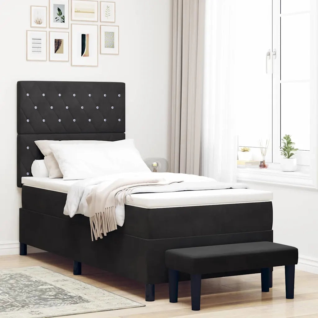 Letto a molle con materasso Nero 100 x 200 cm Velluto 3344428