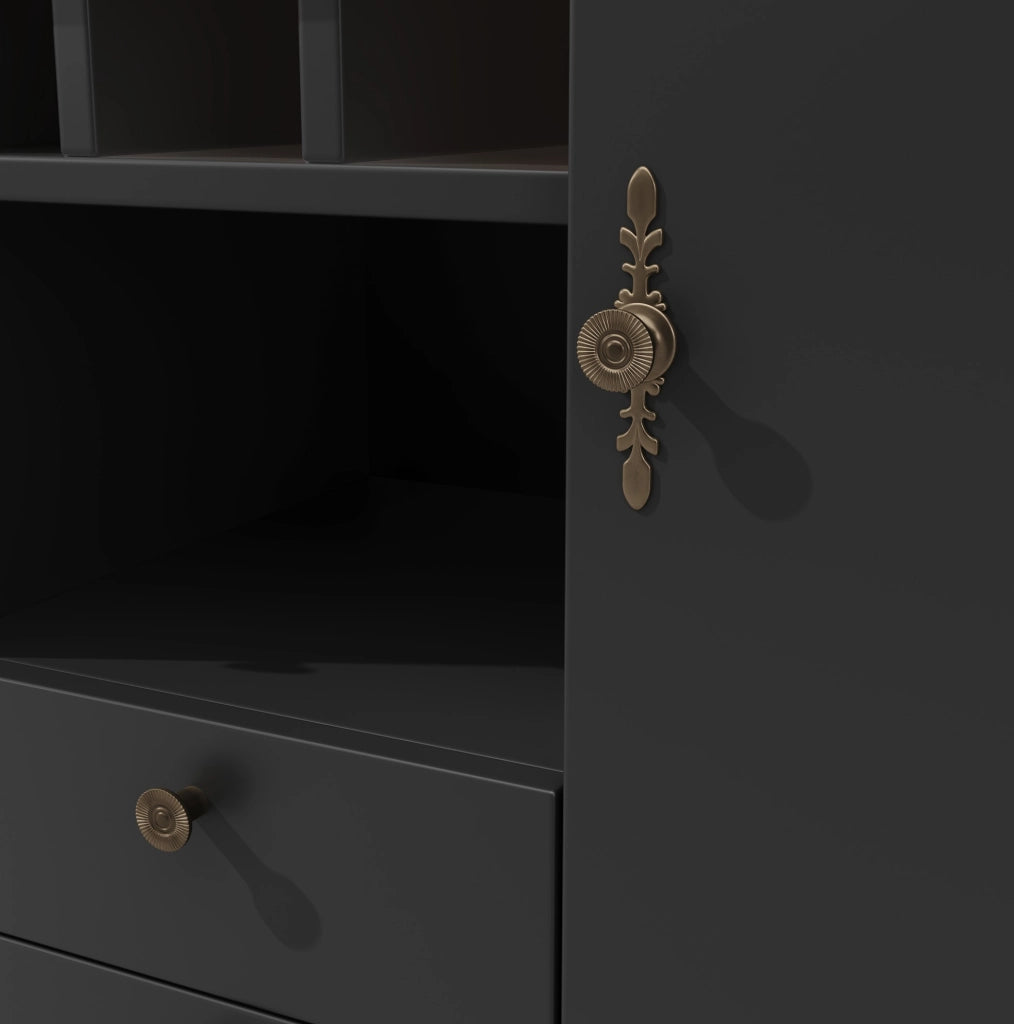 Tavolo bar allungabile 120-180x40x76 cm con spazio contenitivo in MDF nero