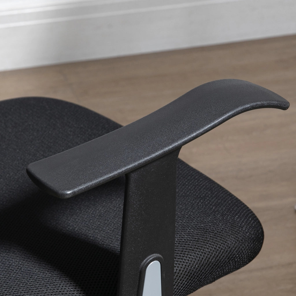 Sedia da Ufficio Ergonomica con Poggiatesta 63x62x106-114 cm in Poliestere e Acciaio Nero