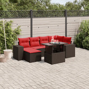 Set Divani da Giardino 7 pz con Cuscini Marrone in Polyrattan 3269314