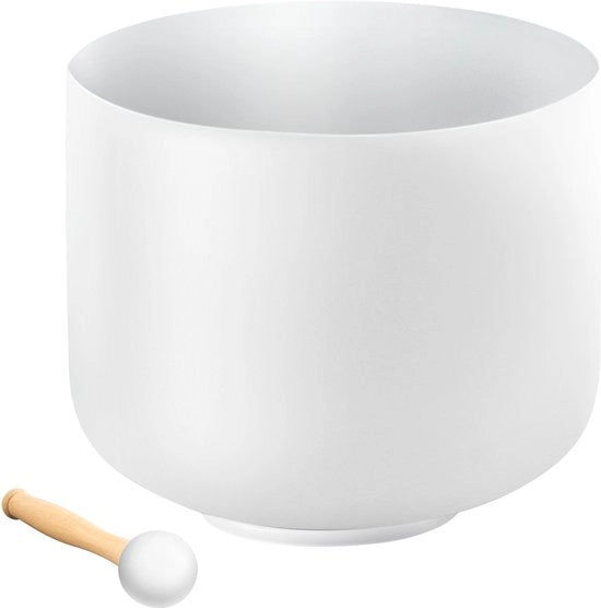 Tavolo di Cristallo - Quarzo - F nota Radice di Zenzero - Diametro 20,3 cm - Smaltato - Incluso Martello in Gomma e O-ring - Per Meditazione, Yoga & Terapia del Suono