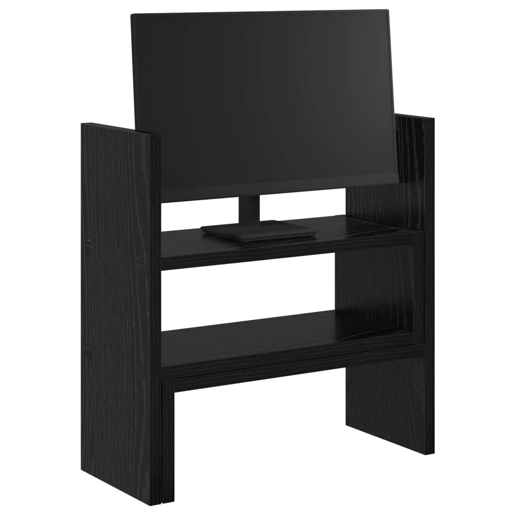 Supporto per Monitor da Scrivania Rovere Nero 40 x 17 x 41 cm
