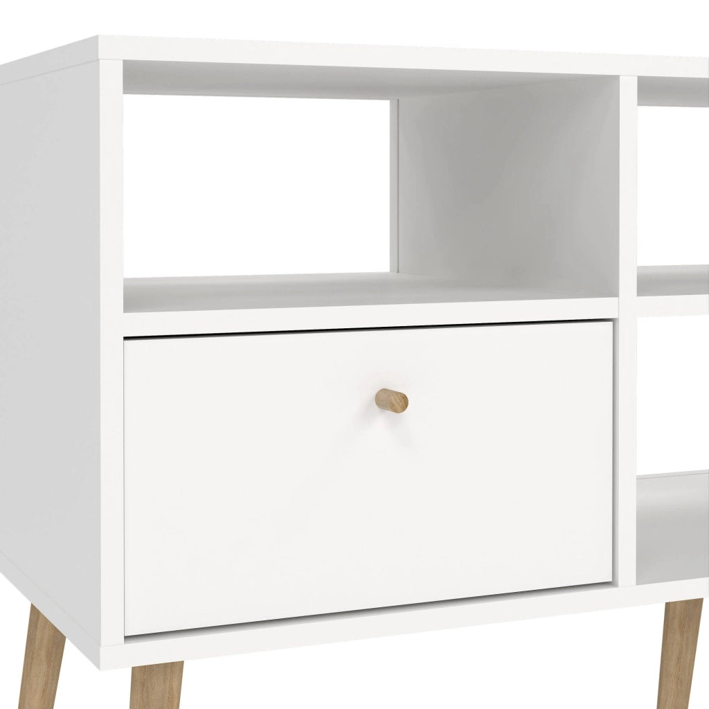 Mobile porta TV Conte, Credenza da soggiorno, Armadio basso per TV, Base parete attrezzata, 117x39 h61 cm, Bianco