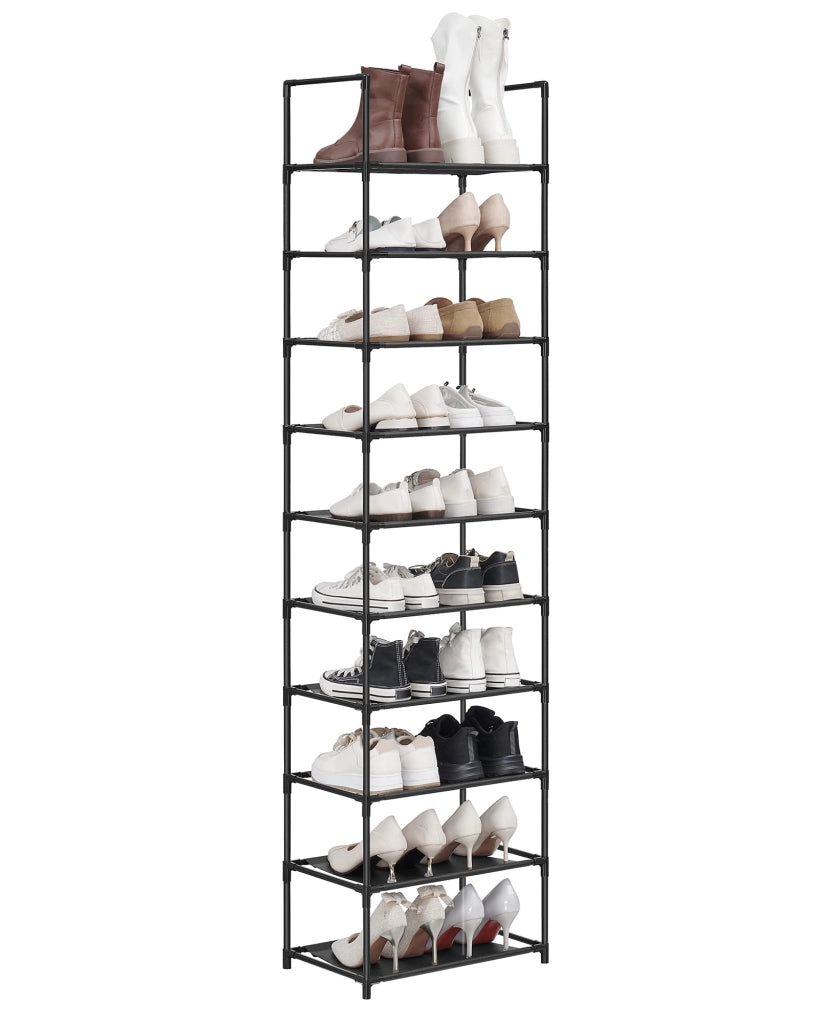 Scarpiera Valora nera in stile loft con 10 ripiani