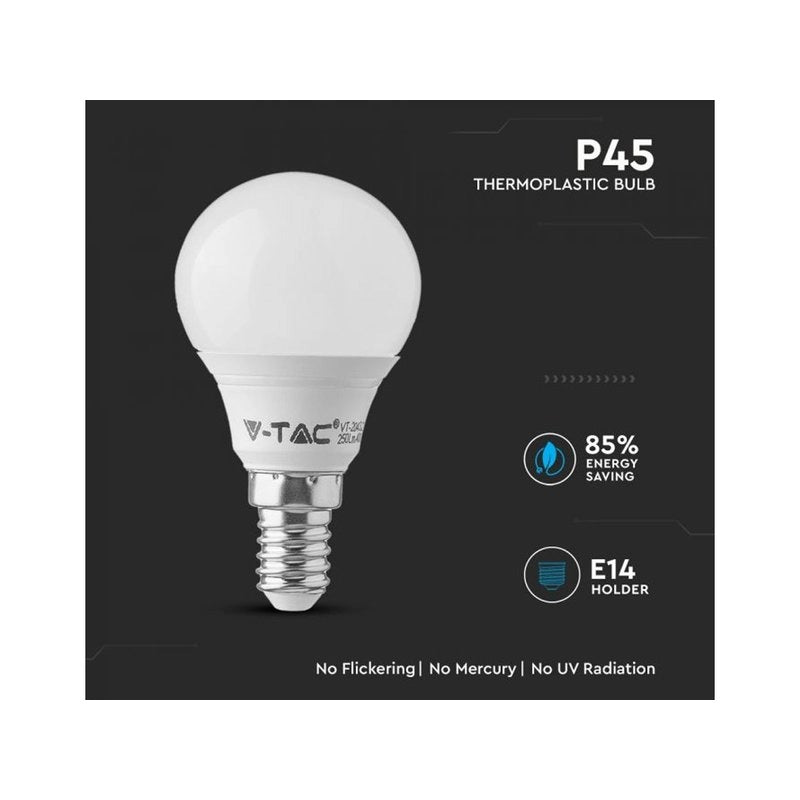 Lampada A Led E14 P45 7W 600LM Bianco Caldo 3000K Forma Sfera Bulbo Pallina SKU-863