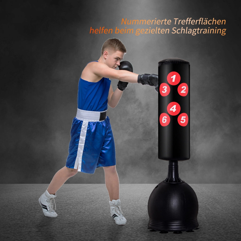 Sacco da Boxe Gonfiabile Autoportante 165cm ¨C Xylo ¨C Base Ventosa Adulti Nero