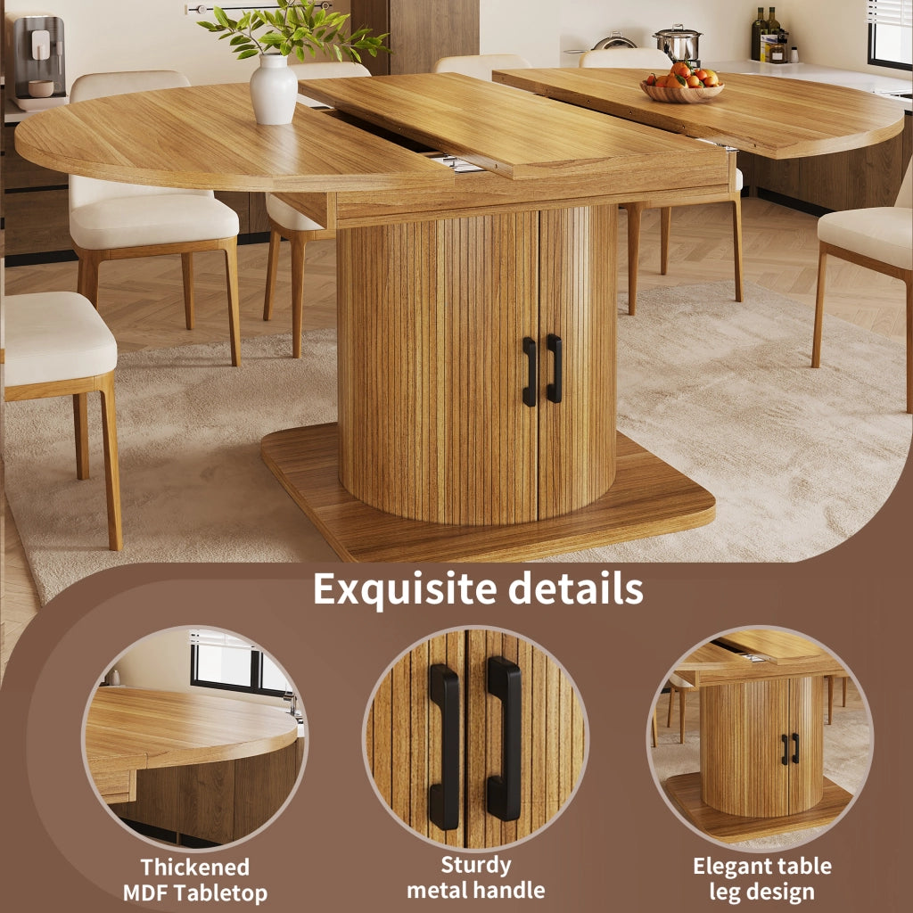 Tavolo allungabile con vano contenitore, in MDF e metallo, per cucina, marrone scuro, 118-158 × 118 × 76 cm
