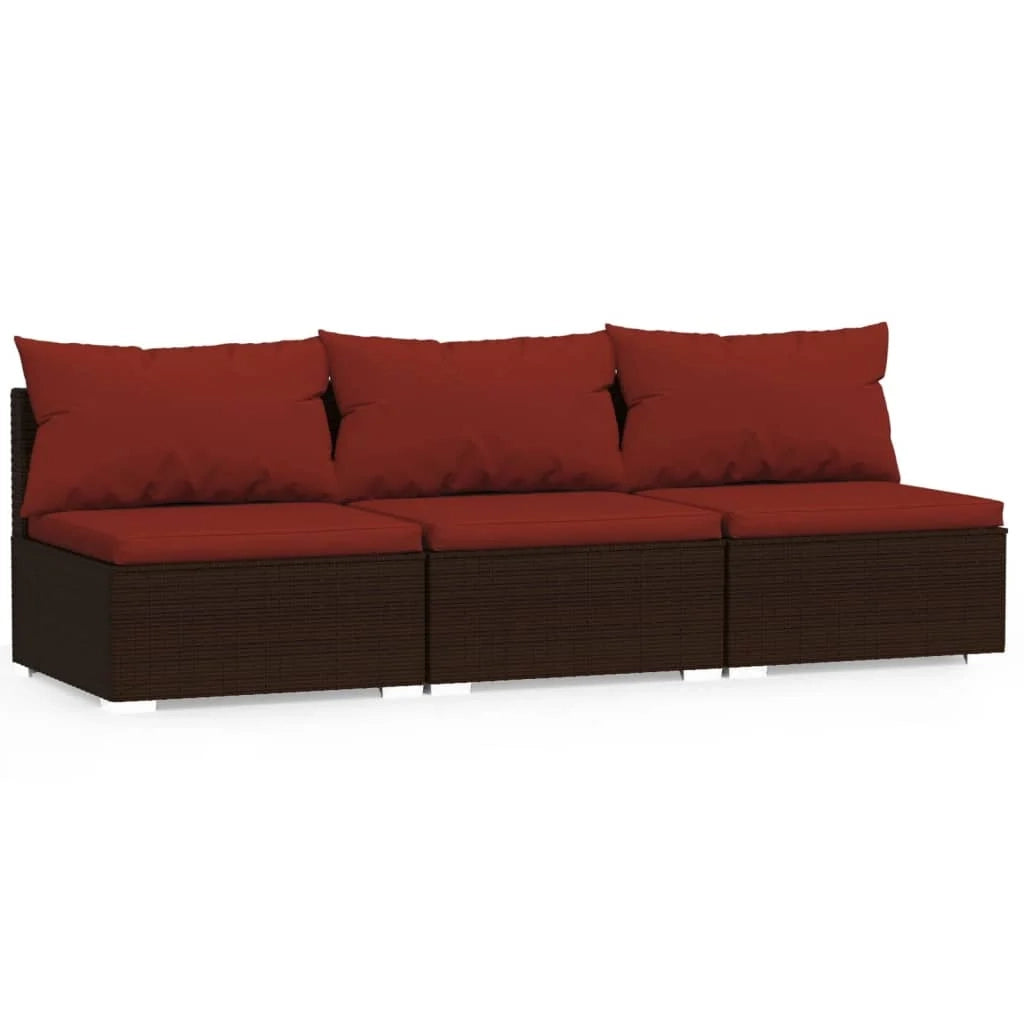Divano a 3 posti con cuscini marrone in polyrattan 02_0013192