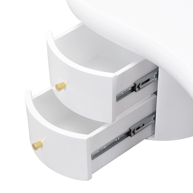 TAVOLINO DA SALOTTO Forma irregolare 97 x 64 x 42 cm Bianco in MDF con 2 cassetti