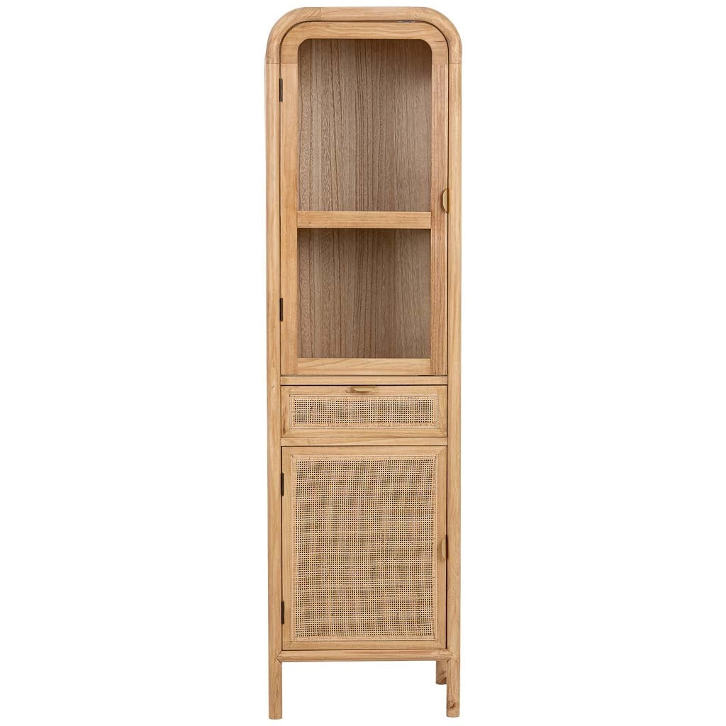 Vetrina in legno e rattan marrone 46,5x40x175h cm