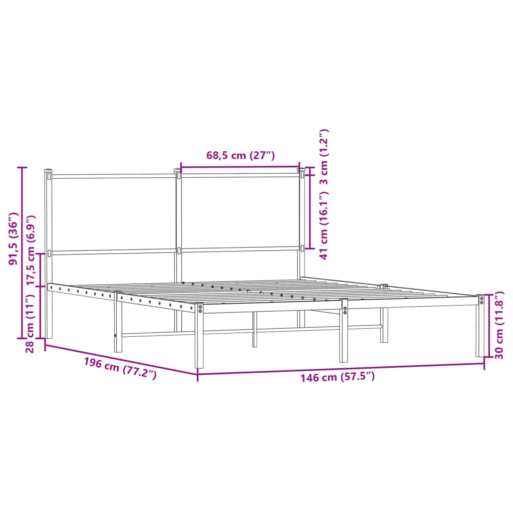Giroletto senza Materaso in Metallo Rovere Sonoma 140x190 cm 4007716