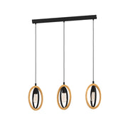 Lampadario Industrial Basildon 3 Luci Metallo Nero E Marrone
